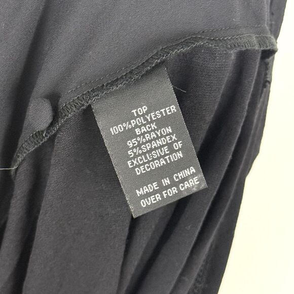 FORTUNE + IVY Mixed Media Blouse M Crepe Front Knit Back Black Tunic NEW B88 - Picture 5 of 5